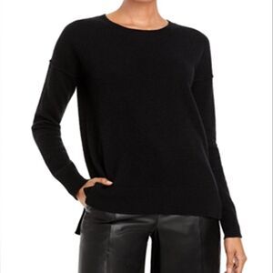 Aqua | M | Black 100% Cashmere crew neck side split sweater black cashmere top